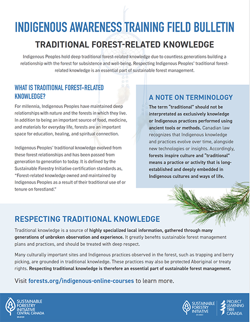 Indigenous Awareness Training: Traditional Forest-Related Knowledge