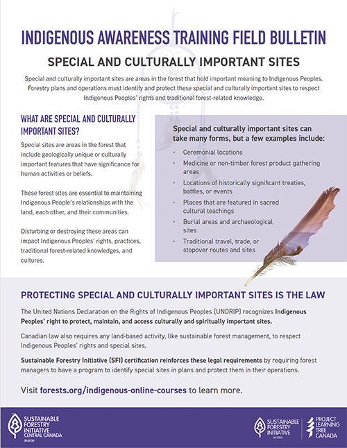 Indigenous Awareness Training: Special and Culturally Important Sites