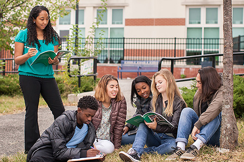 Students outside school