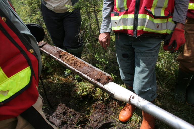 Peat core collected for lab analysis to determine carbon content. Photo: Ducks Unlimited Canada