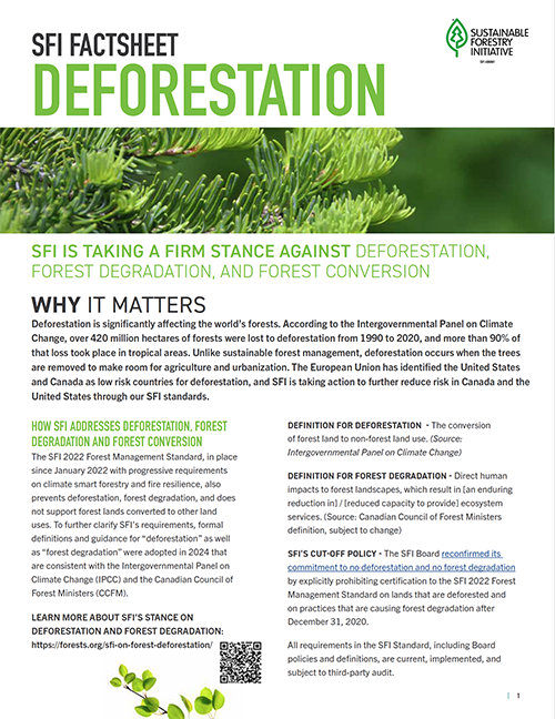 SFI IS TAKING A FIRM STANCE AGAINST DEFORESTATION