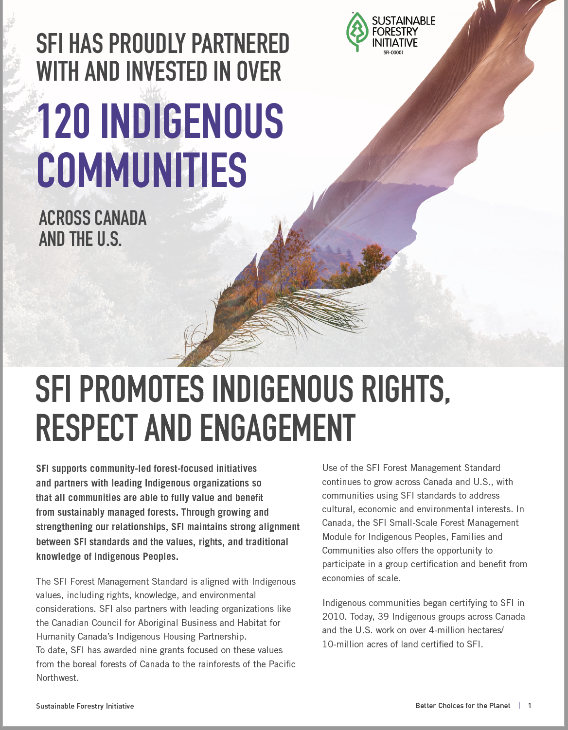 SFI Indigenous Communities fact sheet PDF