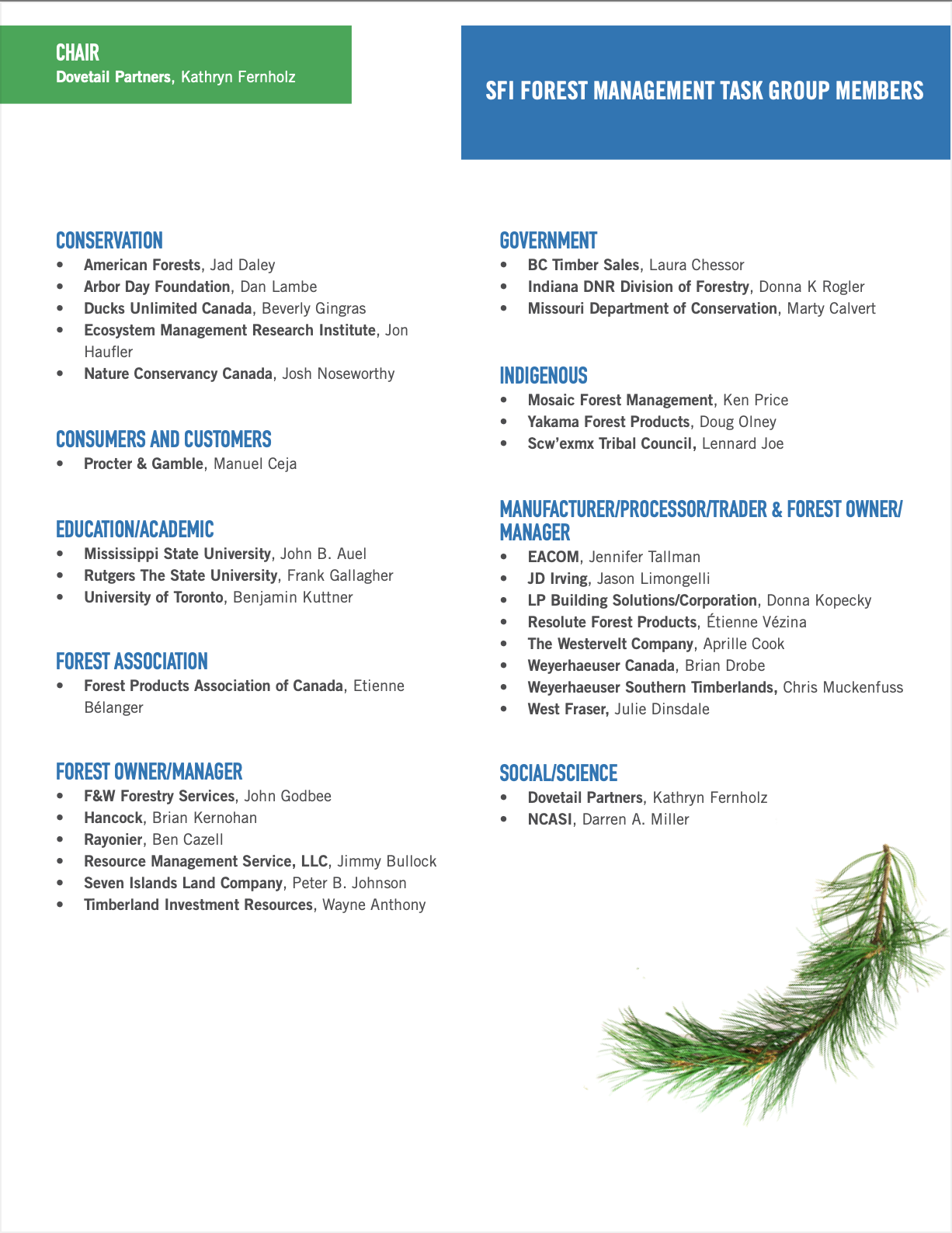 SFI Forest Management Task Group (Section 2)