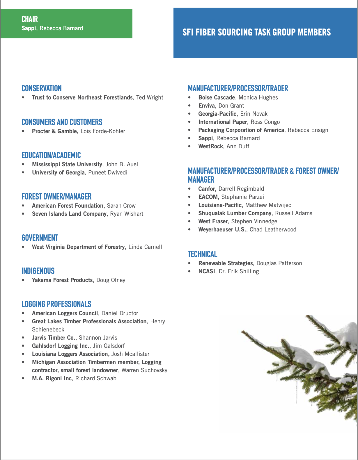 SFI Fiber Sourcing Task Group (Section 3)
