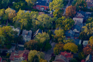 urban neighborhood image from above